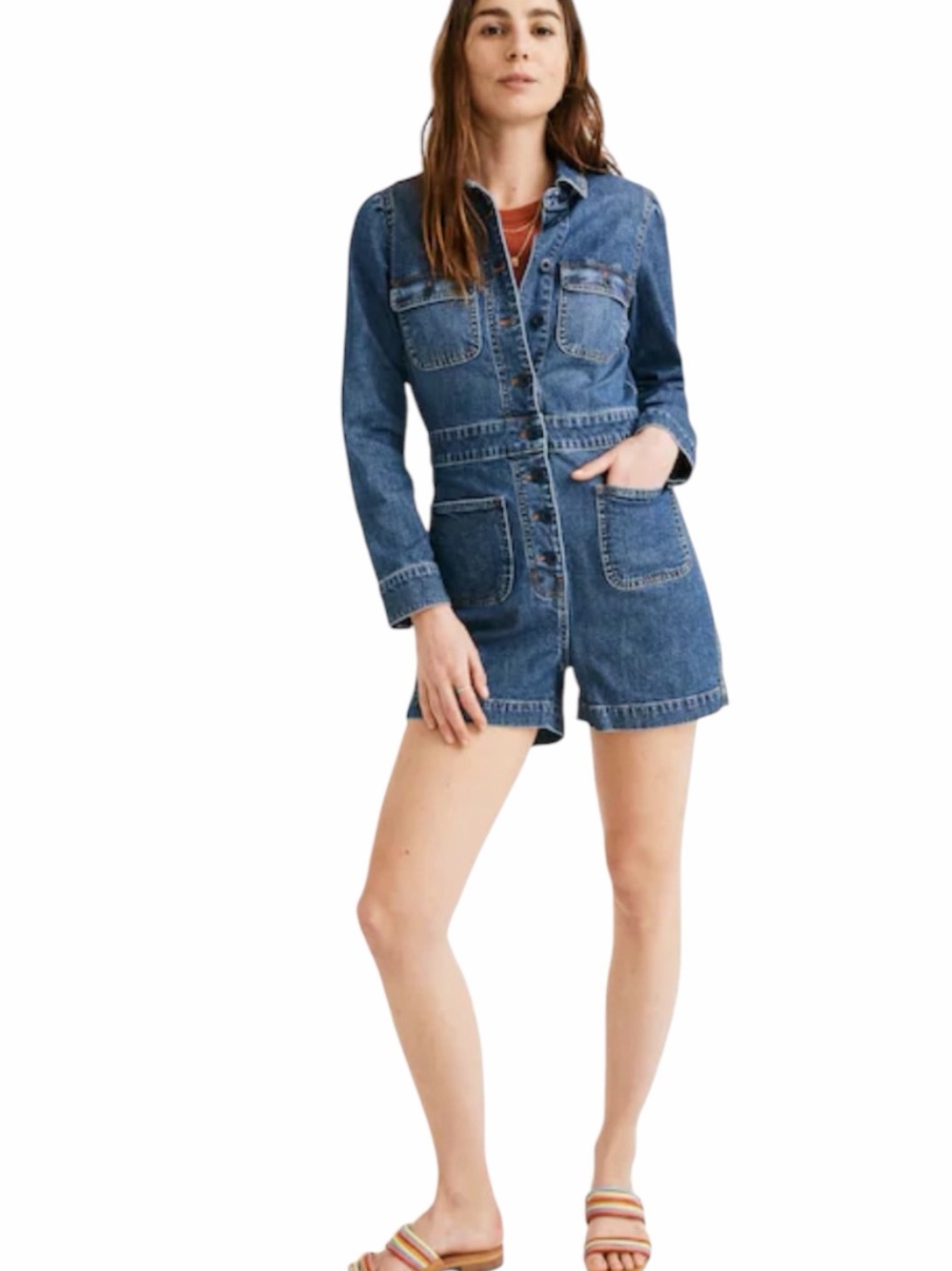 Madewell Denim Short Overalls Romper